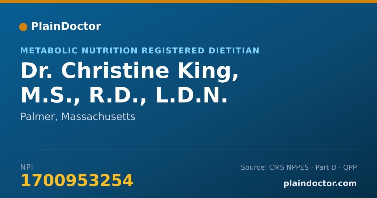 Shareable card for Christine King, M.S., R.D., L.D.N. - Metabolic Nutrition Registered Dietitian, Palmer, MA
