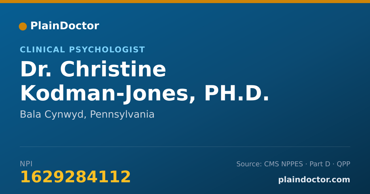 Shareable card for Christine Kodman-Jones, PH.D. - Clinical Psychologist, Bala Cynwyd, PA
