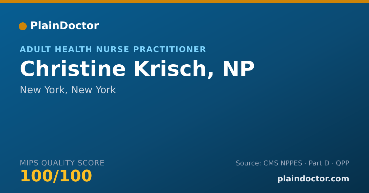 Shareable card for Christine Krisch, NP - Adult Health Nurse Practitioner, New York, NY