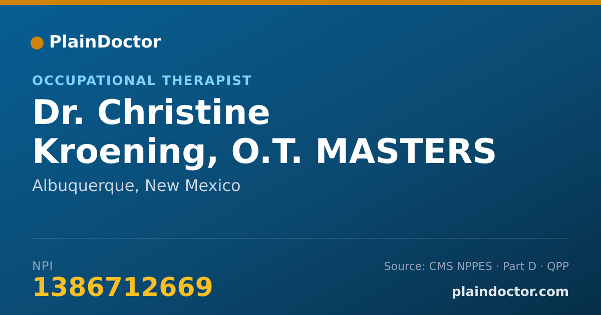 Shareable card for Christine Kroening, O.T. MASTERS - Occupational Therapist, Albuquerque, NM