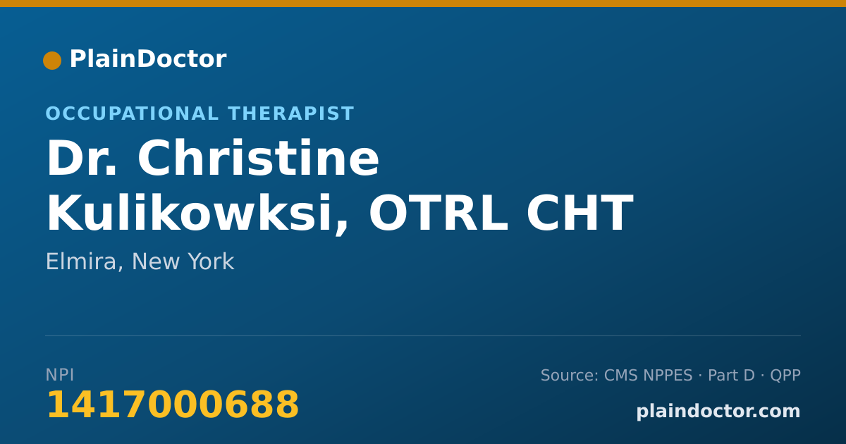 Shareable card for Christine Kulikowksi, OTRL CHT OCCUPATIONA - Occupational Therapist, Elmira, NY