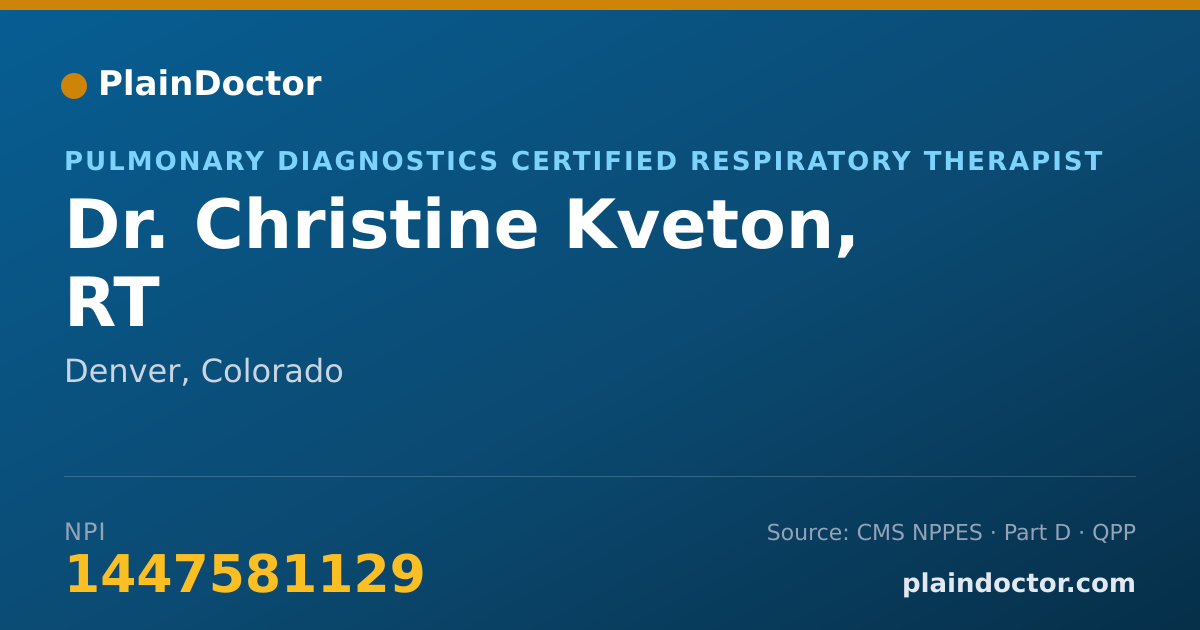 Shareable card for Christine Kveton, RT - Pulmonary Diagnostics Certified Respiratory Therapist, Denver, CO