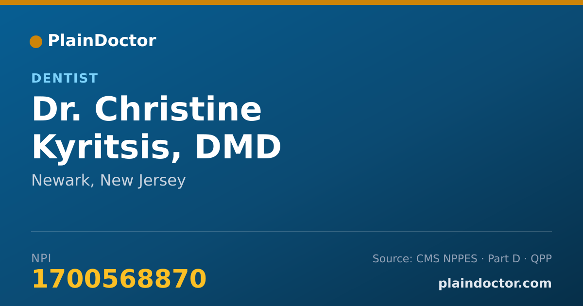 Shareable card for Christine Kyritsis, DMD - Dentist, Newark, NJ
