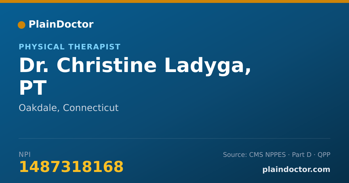 Shareable card for Christine Ladyga, PT - Physical Therapist, Oakdale, CT