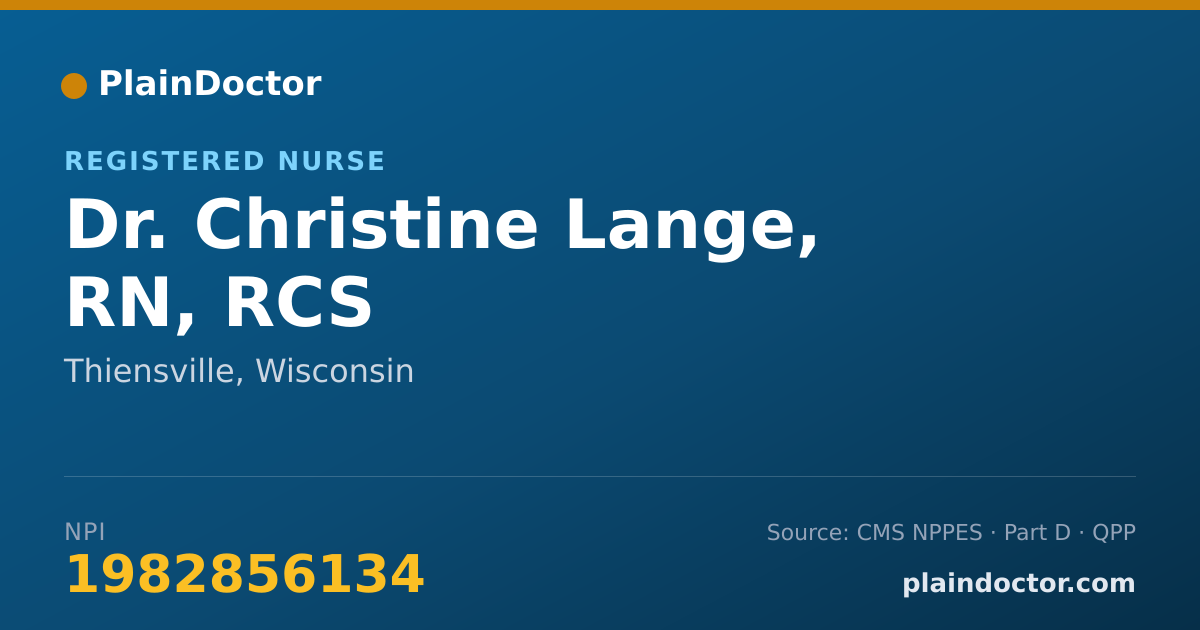 Shareable card for Christine Lange, RN, RCS - Registered Nurse, Thiensville, WI