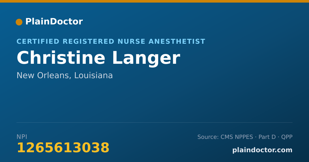 Shareable card for Christine Langer - Certified Registered Nurse Anesthetist, New Orleans, LA