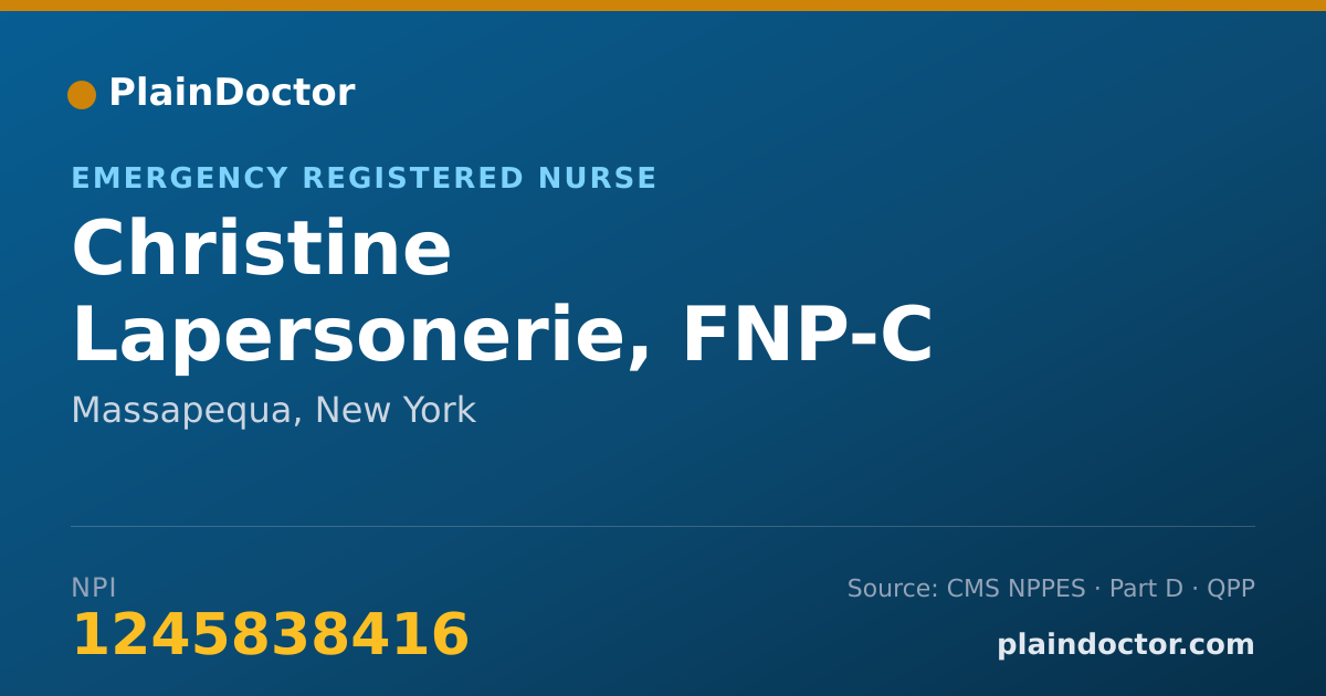 Shareable card for Christine Lapersonerie, FNP-C - Emergency Registered Nurse, Massapequa, NY