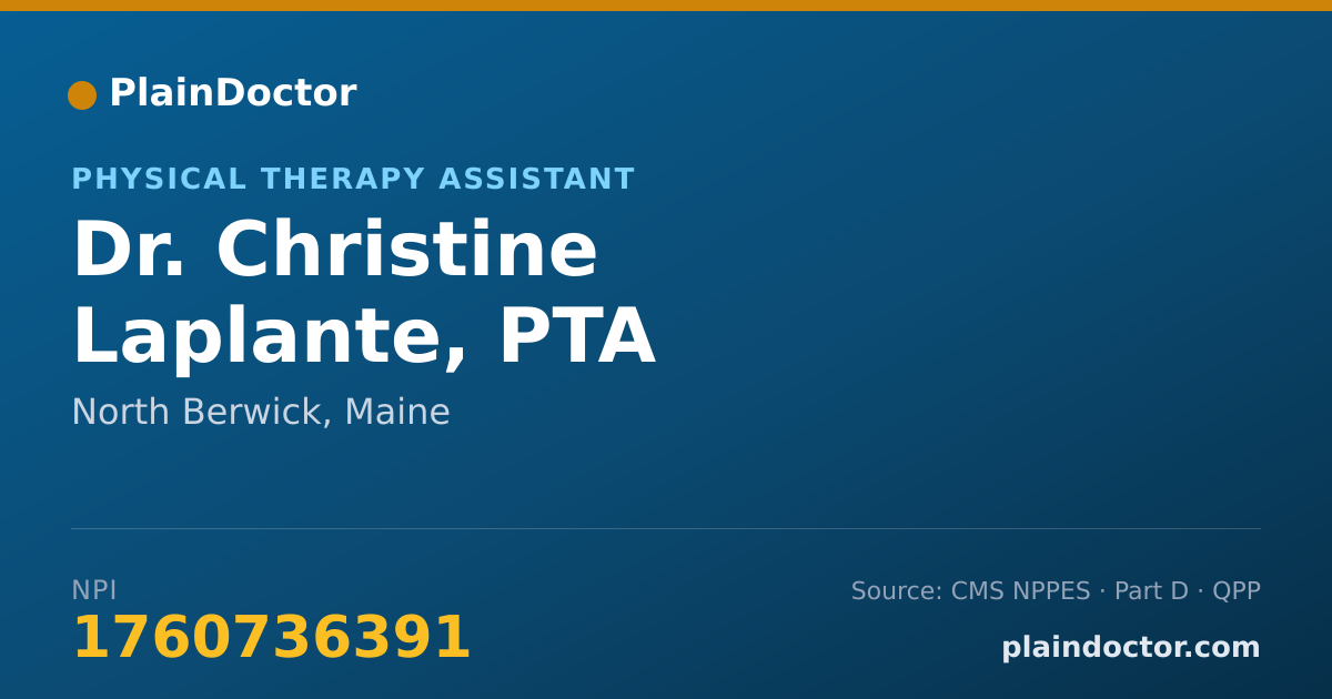 Shareable card for Christine Laplante, PTA - Physical Therapy Assistant, North Berwick, ME
