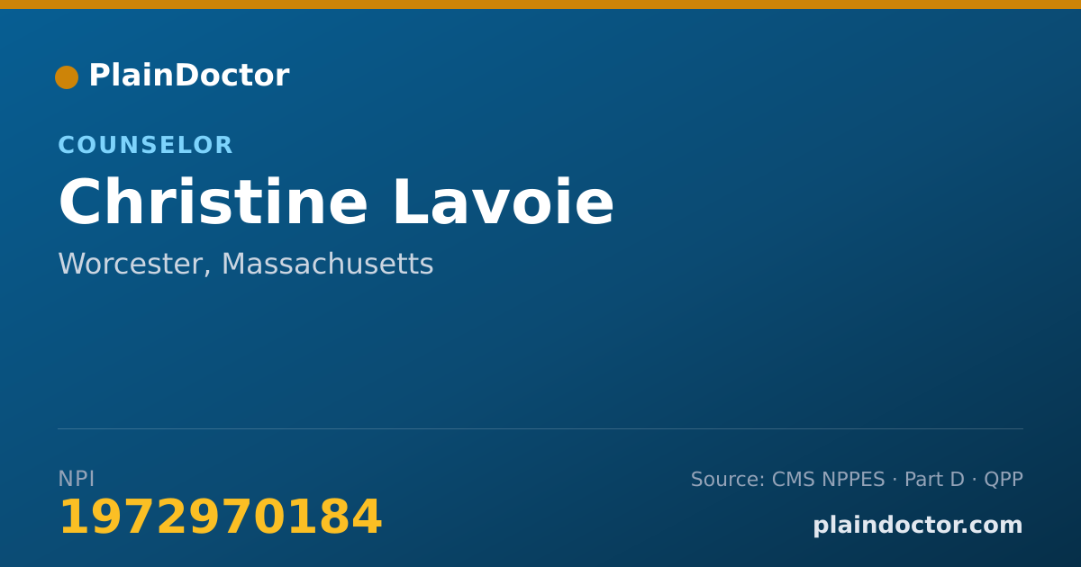 Shareable card for Christine Lavoie - Counselor, Worcester, MA
