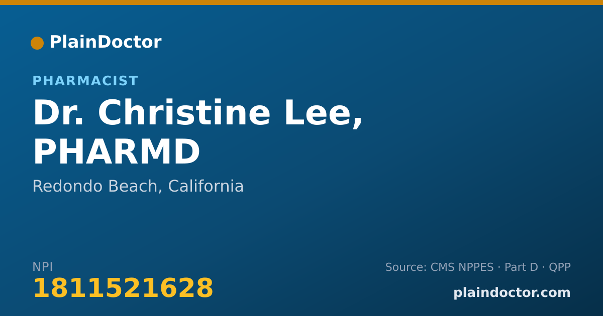 Shareable card for Christine Lee, PHARMD - Pharmacist, Redondo Beach, CA