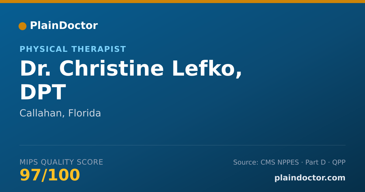 Shareable card for Christine Lefko, DPT - Physical Therapist, Callahan, FL