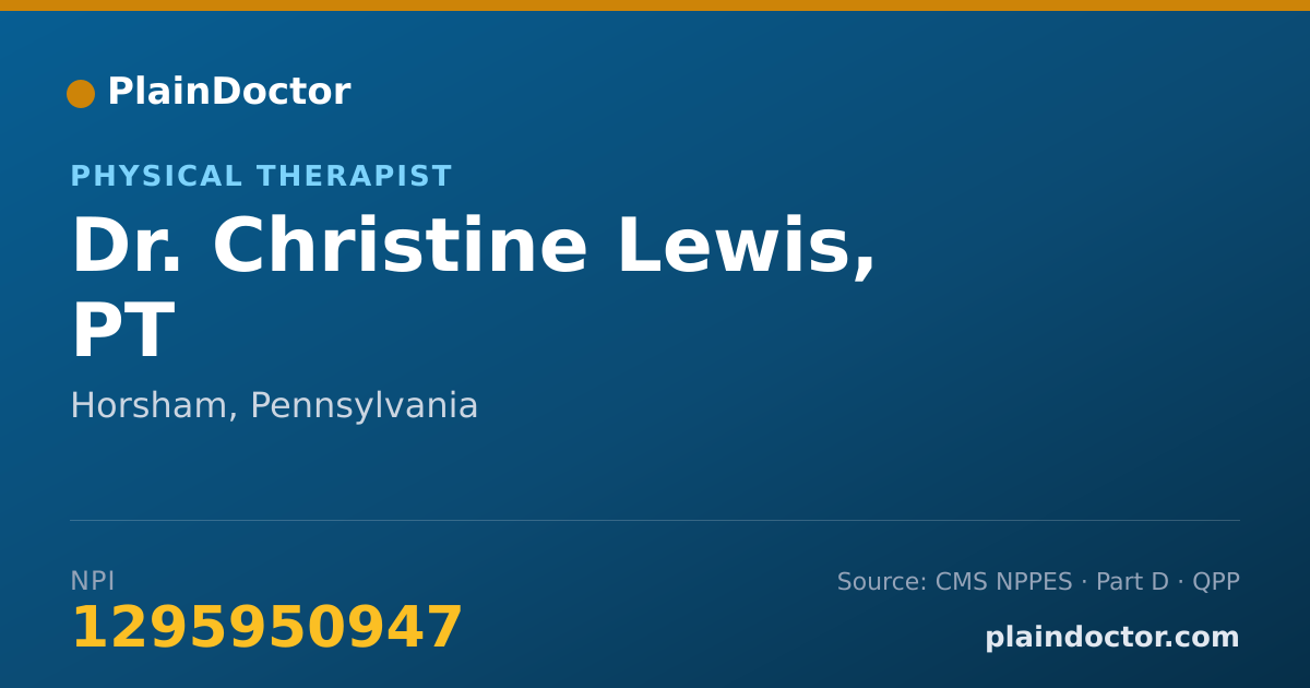 Shareable card for Christine Lewis, PT - Physical Therapist, Horsham, PA