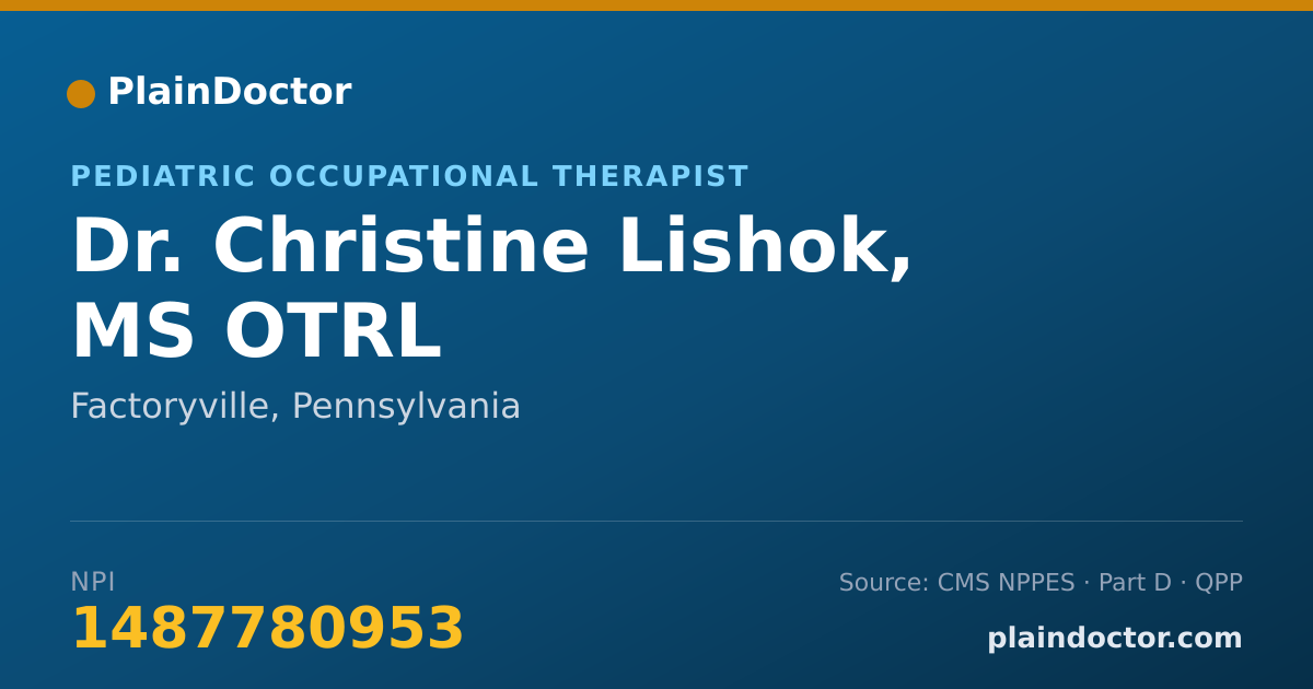 Shareable card for Christine Lishok, MS OTRL - Pediatric Occupational Therapist, Factoryville, PA