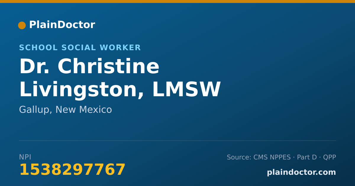 Shareable card for Christine Livingston, LMSW - School Social Worker, Gallup, NM