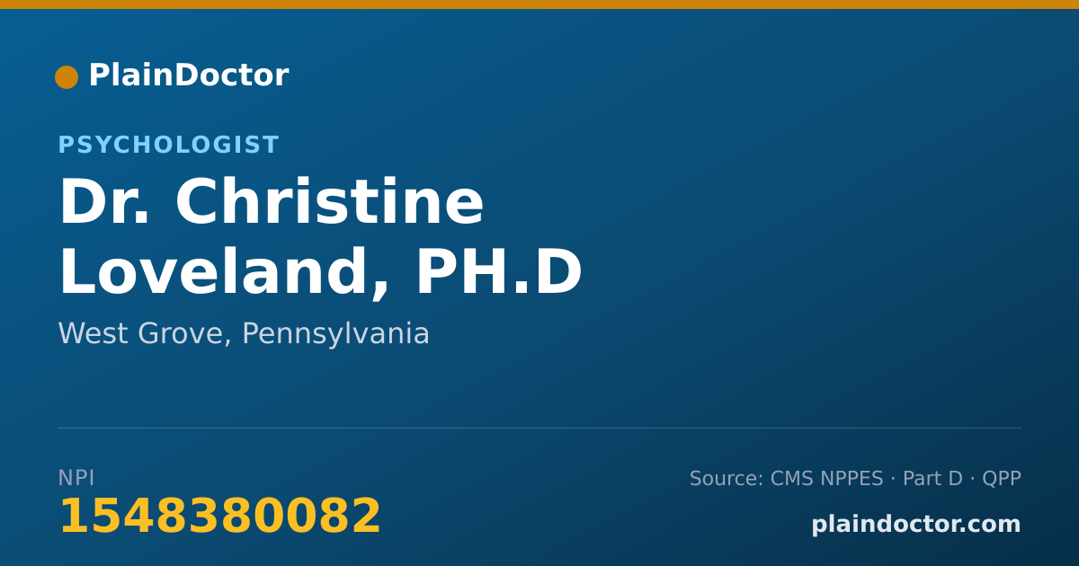 Shareable card for Christine Loveland, PH.D - Psychologist, West Grove, PA
