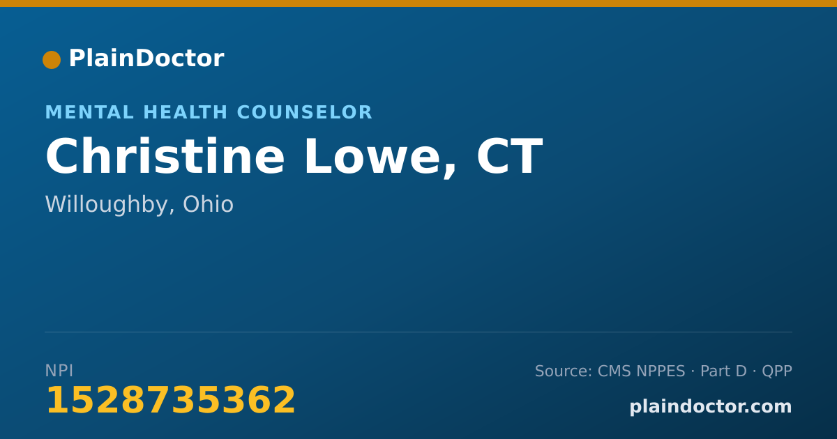 Shareable card for Christine Lowe, CT - Mental Health Counselor, Willoughby, OH
