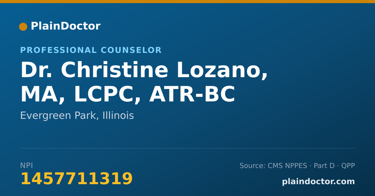 Shareable card for Christine Lozano, MA, LCPC, ATR-BC - Professional Counselor, Evergreen Park, IL