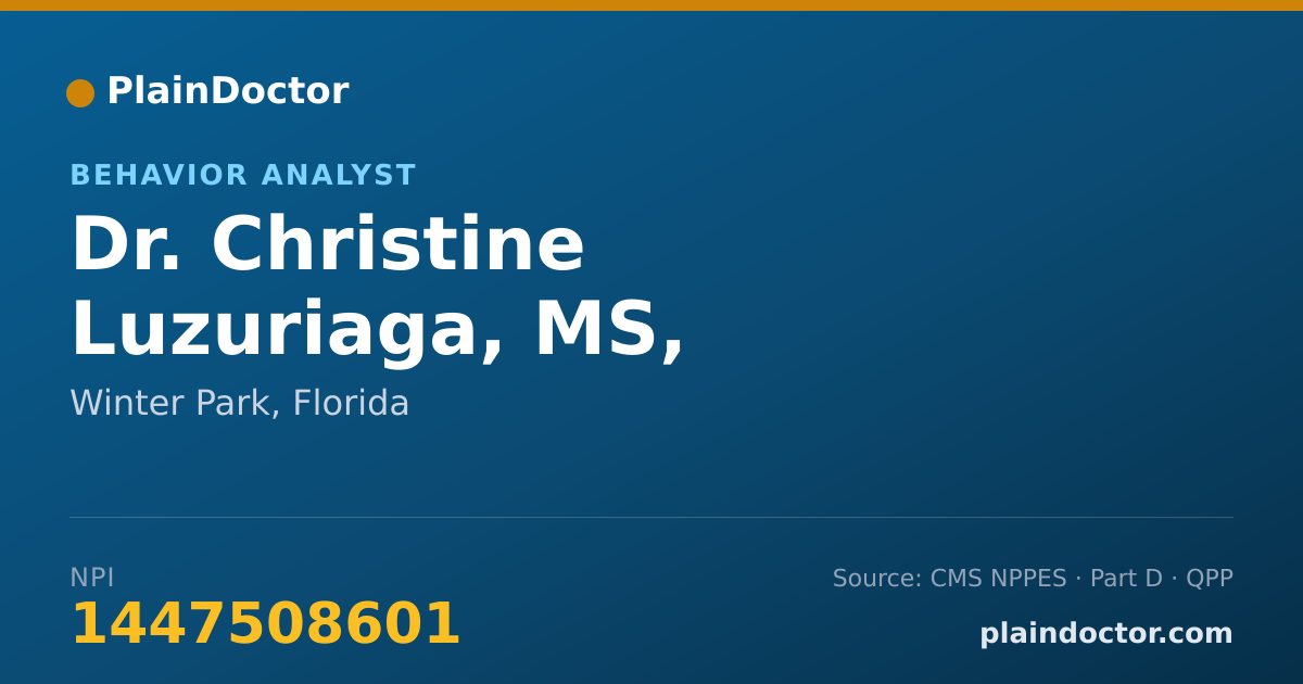 Shareable card for Christine Luzuriaga, MS, CCC-SLP, BCBA, - Behavior Analyst, Winter Park, FL