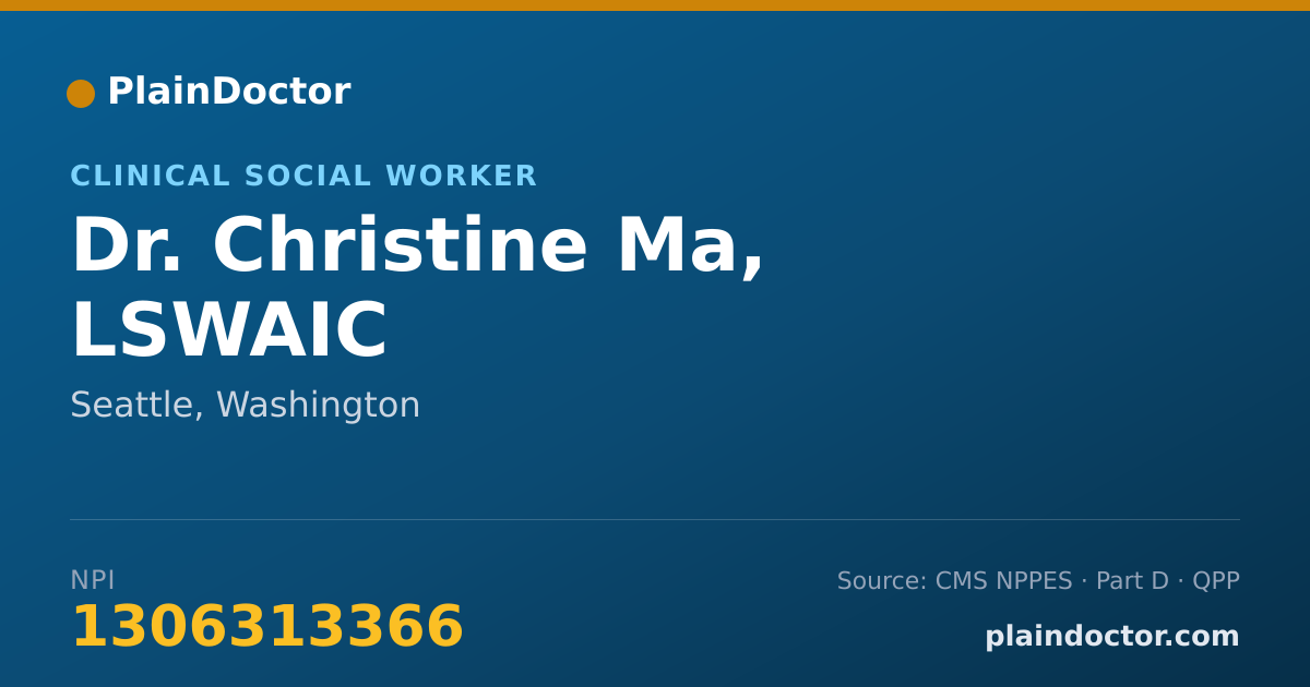 Shareable card for Christine Ma, LSWAIC - Clinical Social Worker, Seattle, WA
