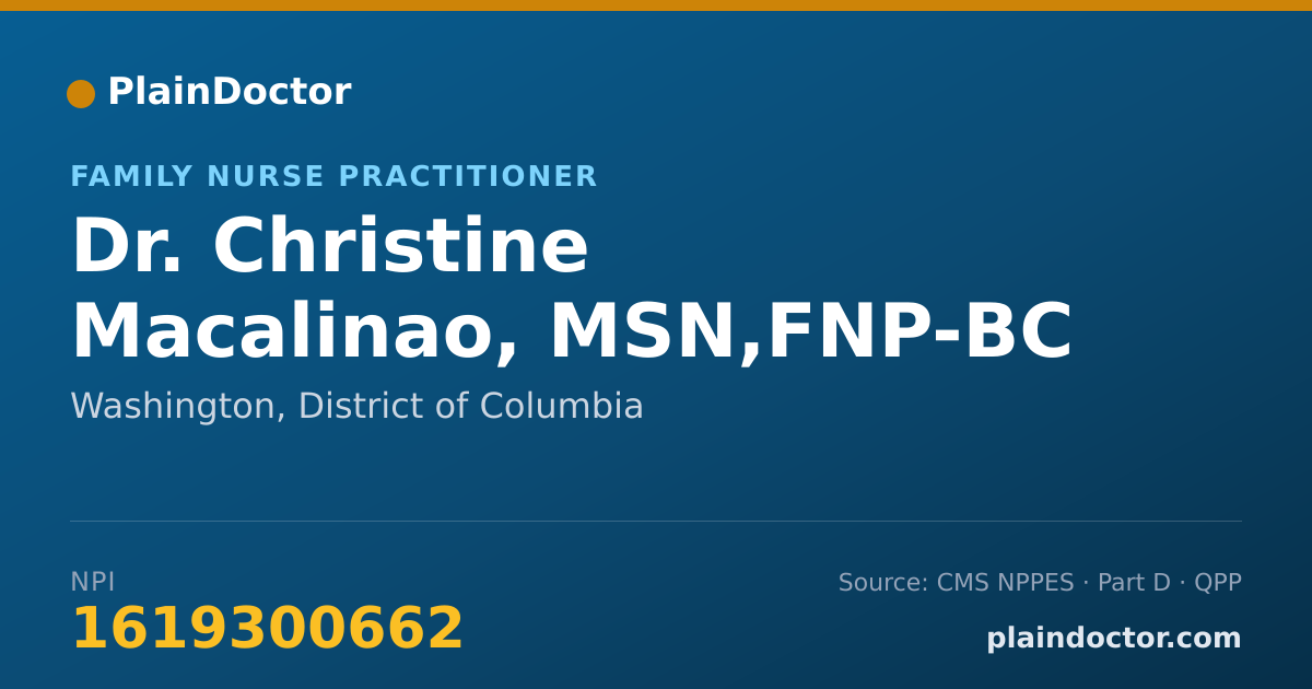 Shareable card for Christine Macalinao, MSN,FNP-BC - Family Nurse Practitioner, Washington, DC