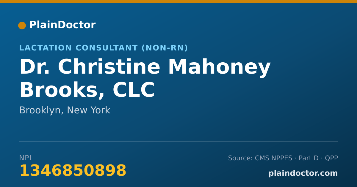 Shareable card for Christine Mahoney Brooks, CLC - Lactation Consultant (Non-RN), Brooklyn, NY