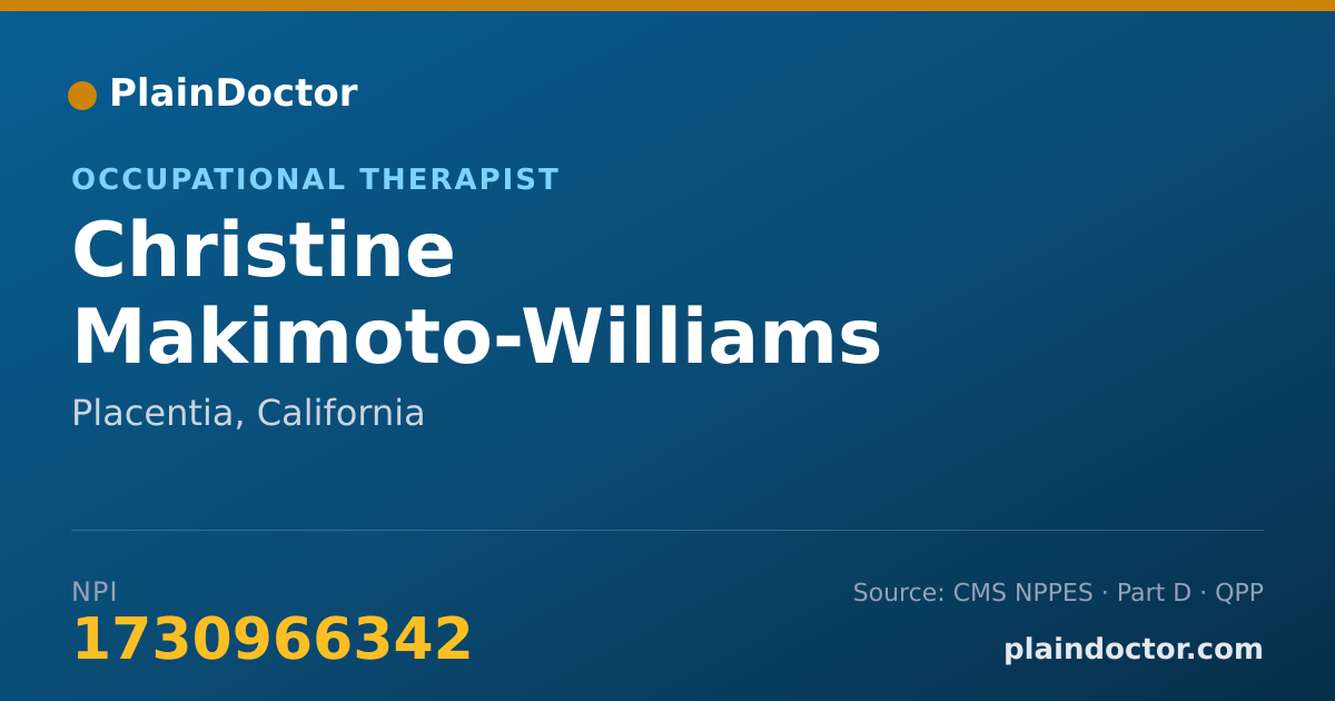 Shareable card for Christine Makimoto-Williams - Occupational Therapist, Placentia, CA