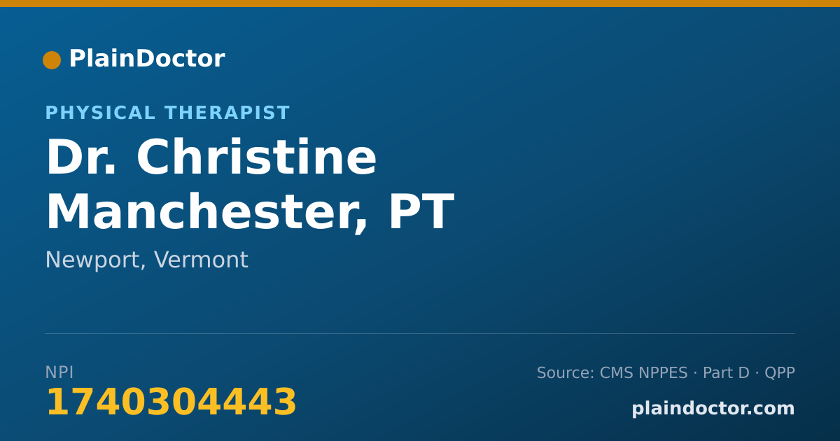 Shareable card for Christine Manchester, PT - Physical Therapist, Newport, VT