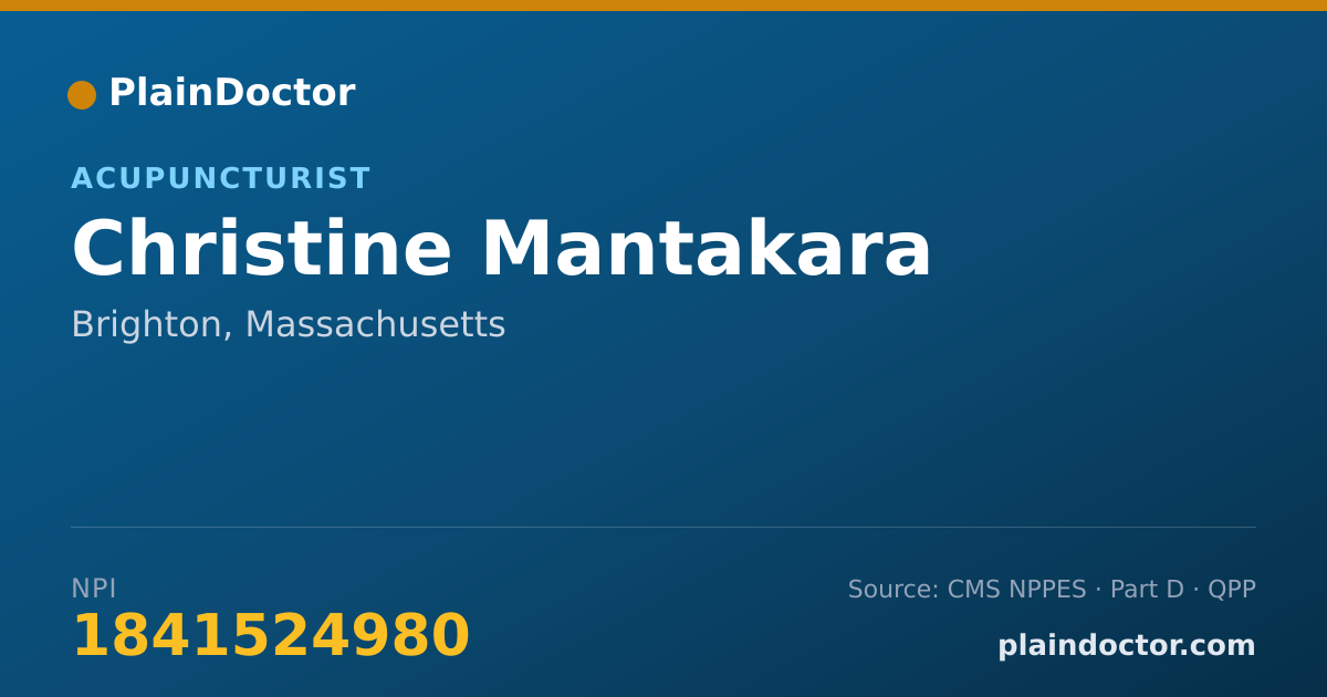 Shareable card for Christine Mantakara - Acupuncturist, Brighton, MA