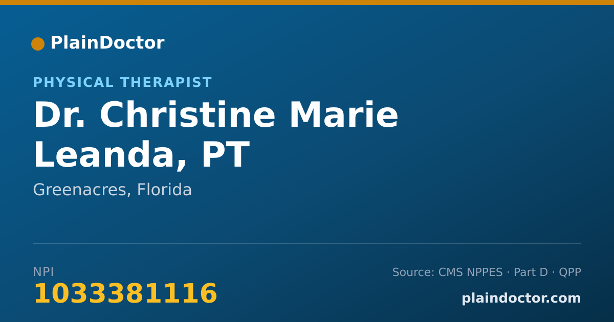 Shareable card for Christine Marie Leanda, PT - Physical Therapist, Greenacres, FL