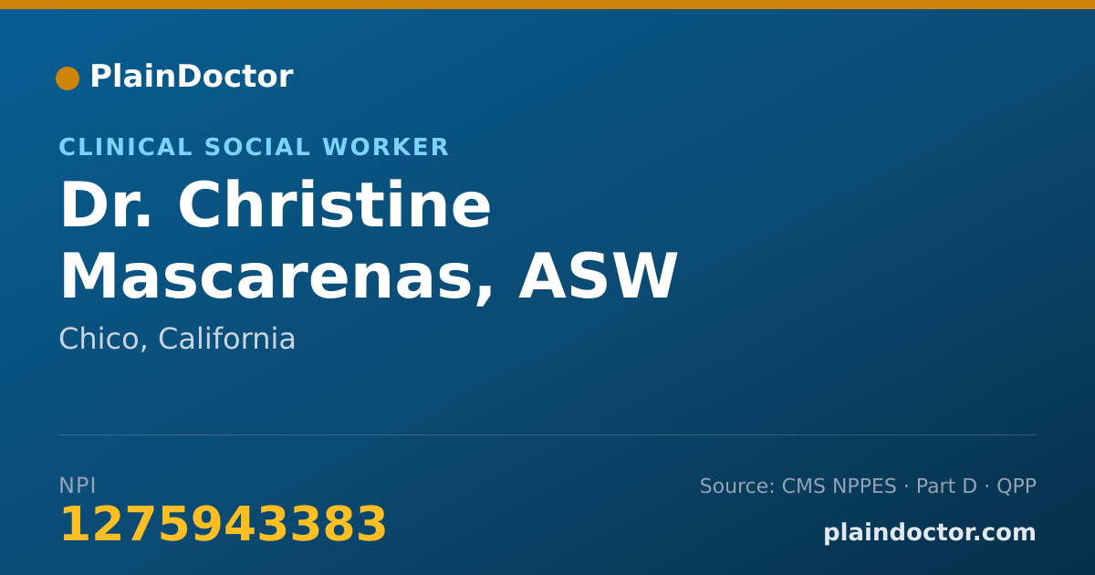 Shareable card for Christine Mascarenas, ASW - Clinical Social Worker, Chico, CA