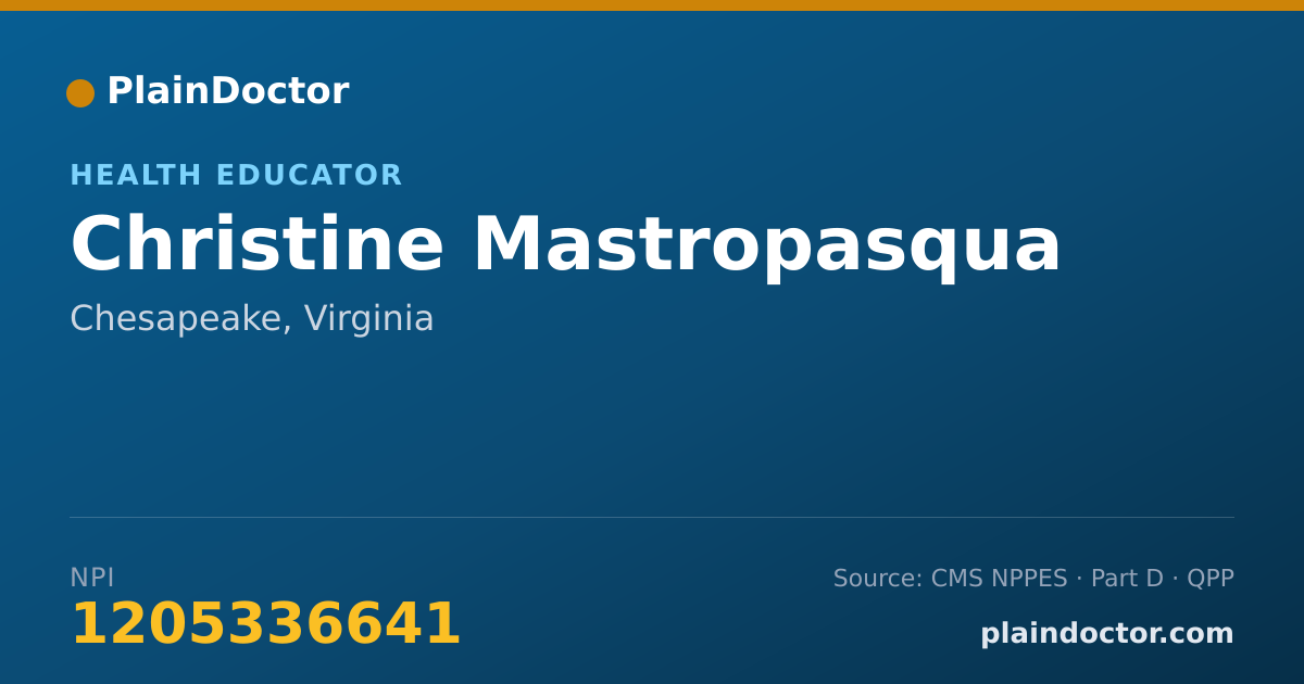 Shareable card for Christine Mastropasqua - Health Educator, Chesapeake, VA