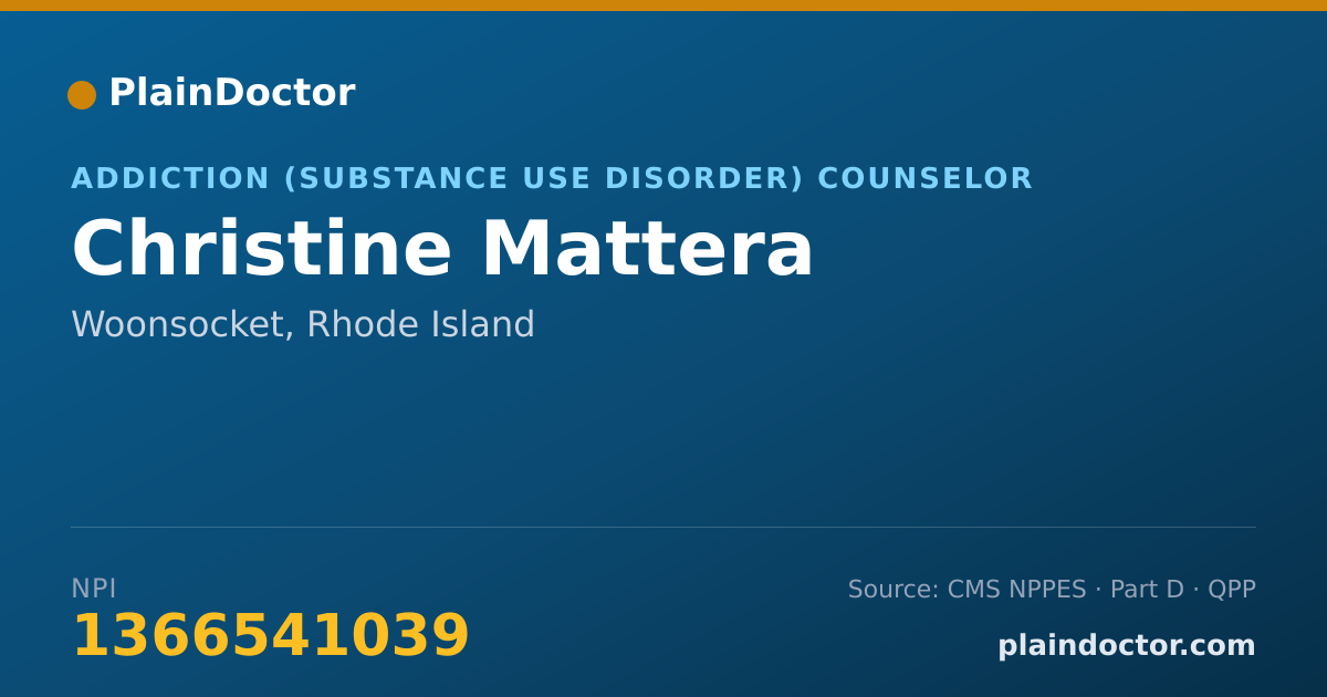 Shareable card for Christine Mattera - Addiction (Substance Use Disorder) Counselor, Woonsocket, RI