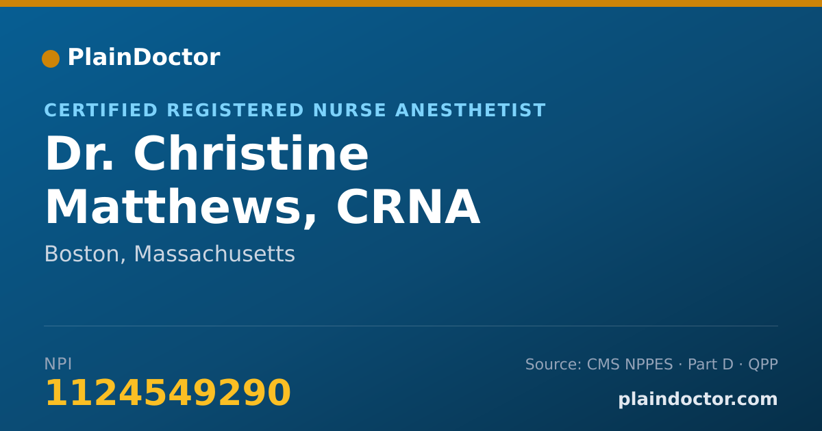 Shareable card for Christine Matthews, CRNA - Certified Registered Nurse Anesthetist, Boston, MA