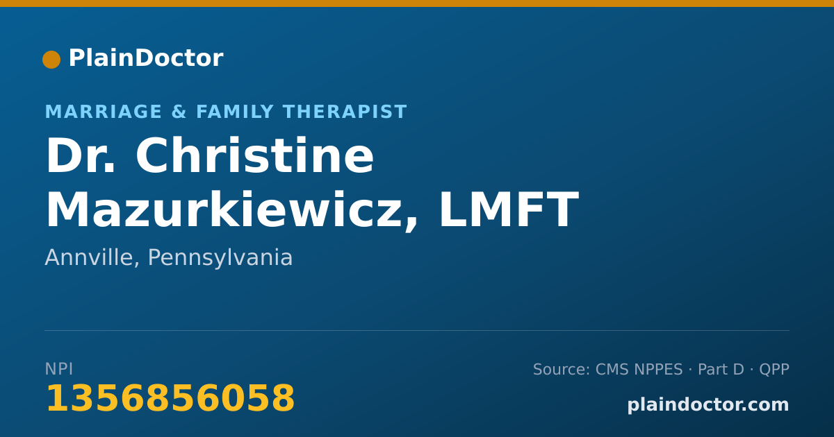 Shareable card for Christine Mazurkiewicz, LMFT - Marriage & Family Therapist, Annville, PA