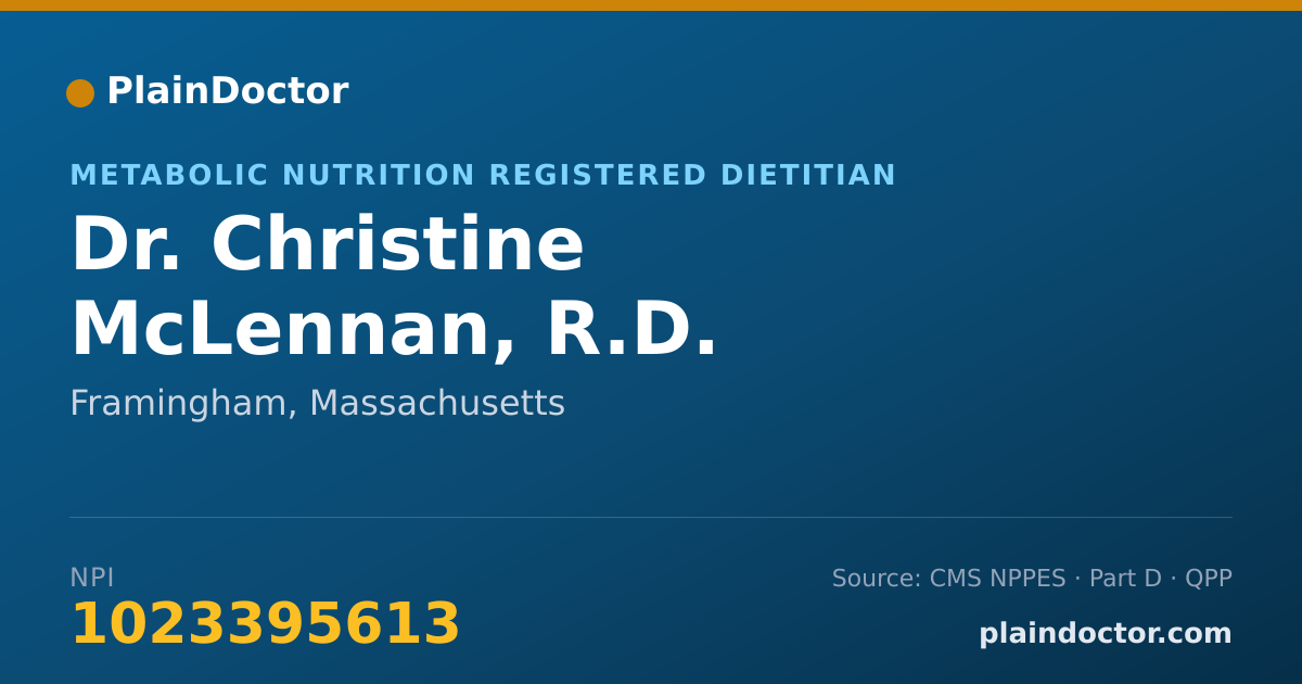 Shareable card for Christine McLennan, R.D. - Metabolic Nutrition Registered Dietitian, Framingham, MA
