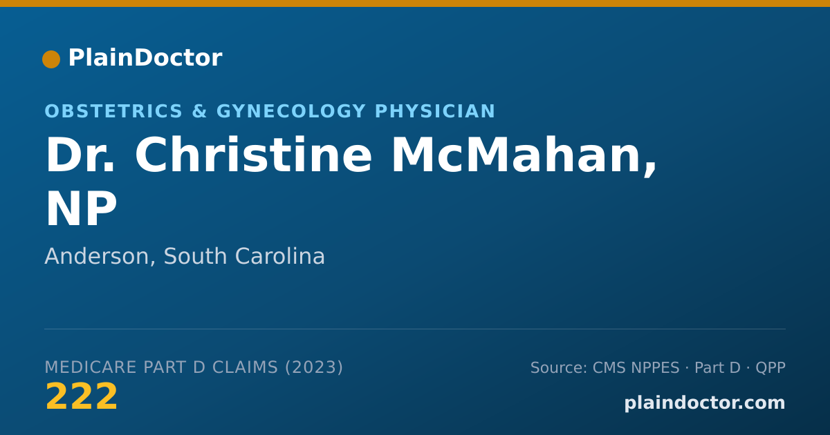 Shareable card for Christine McMahan, NP - Obstetrics & Gynecology Physician, Anderson, SC