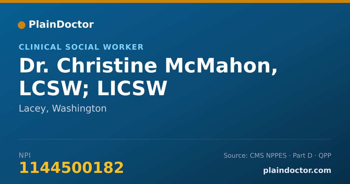 Shareable card for Christine McMahon, LCSW; LICSW - Clinical Social Worker, Lacey, WA