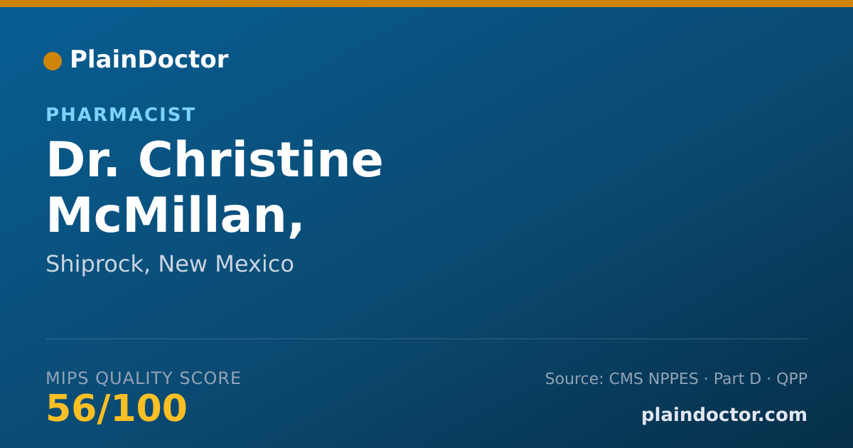 Shareable card for Christine McMillan, P.A.-C.,R.PH.,PHARMD - Pharmacist, Shiprock, NM