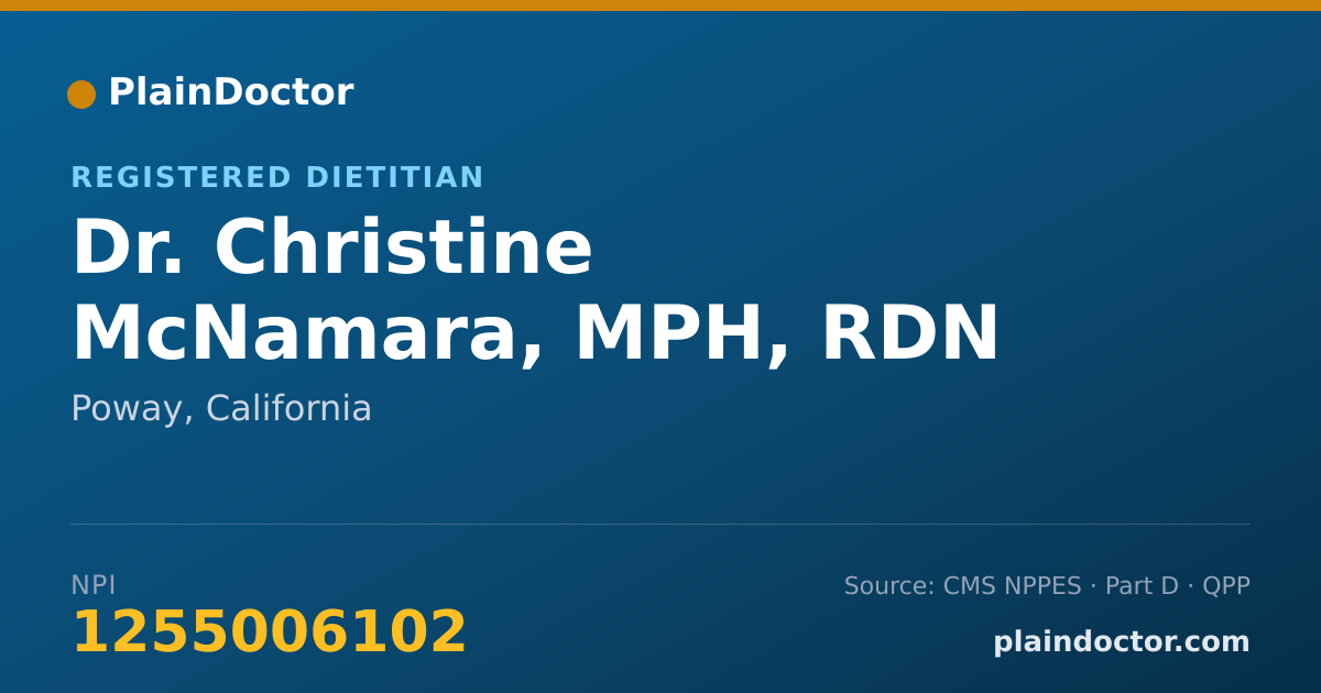 Shareable card for Christine McNamara, MPH, RDN - Registered Dietitian, Poway, CA
