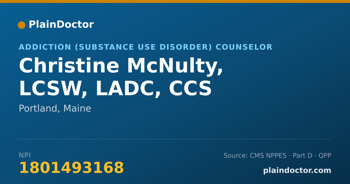 Shareable card for Christine McNulty, LCSW, LADC, CCS - Addiction (Substance Use Disorder) Counselor, Portland, ME