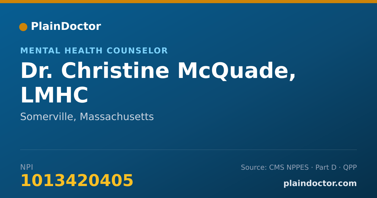 Shareable card for Christine McQuade, LMHC - Mental Health Counselor, Somerville, MA