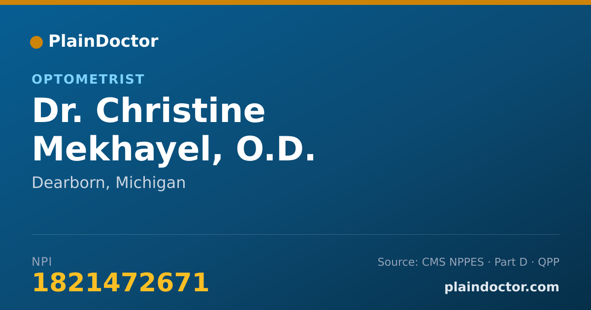 Shareable card for Christine Mekhayel, O.D. - Optometrist, Dearborn, MI