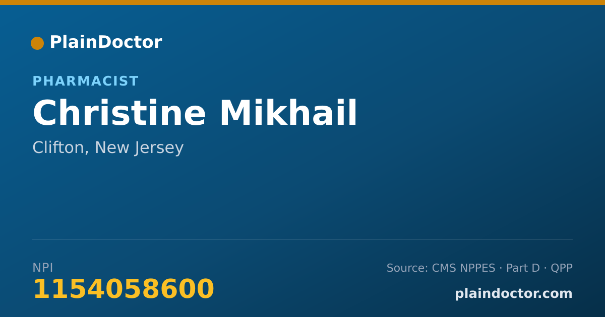 Shareable card for Christine Mikhail - Pharmacist, Clifton, NJ