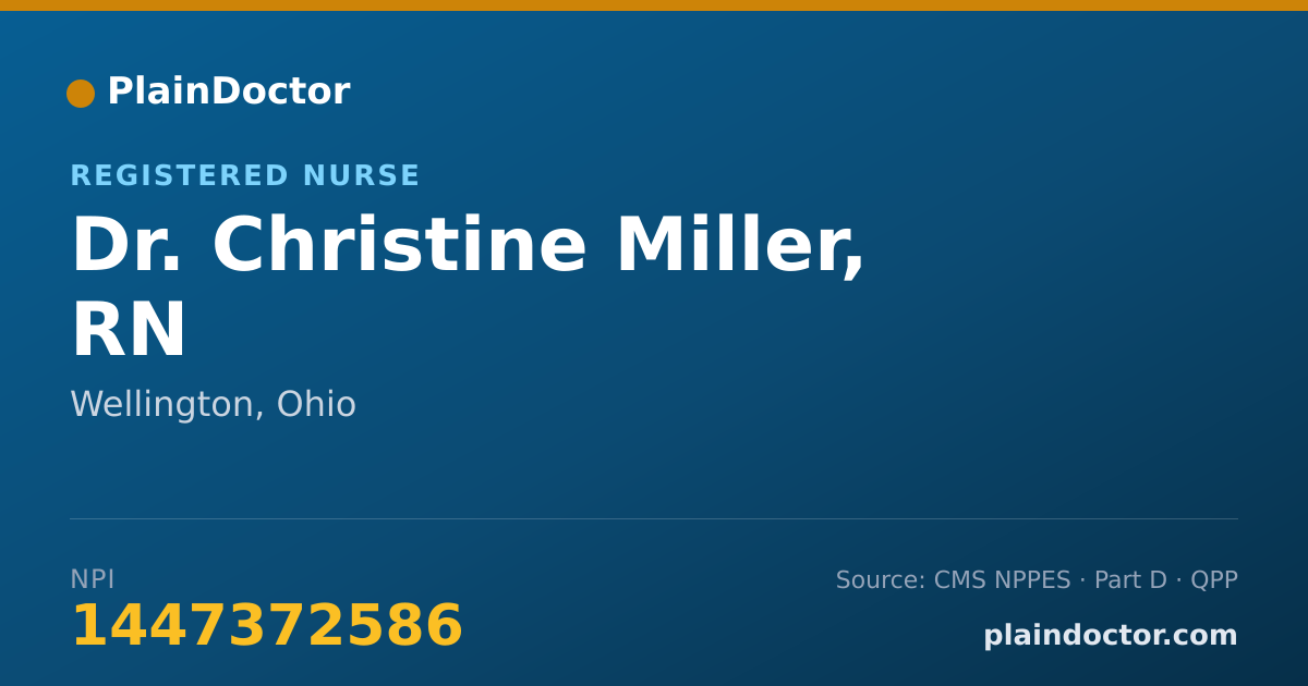 Shareable card for Christine Miller, RN - Registered Nurse, Wellington, OH