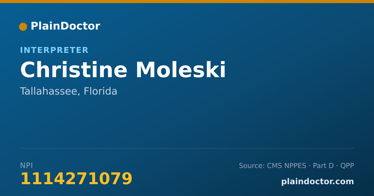 Shareable card for Christine Moleski - Interpreter, Tallahassee, FL