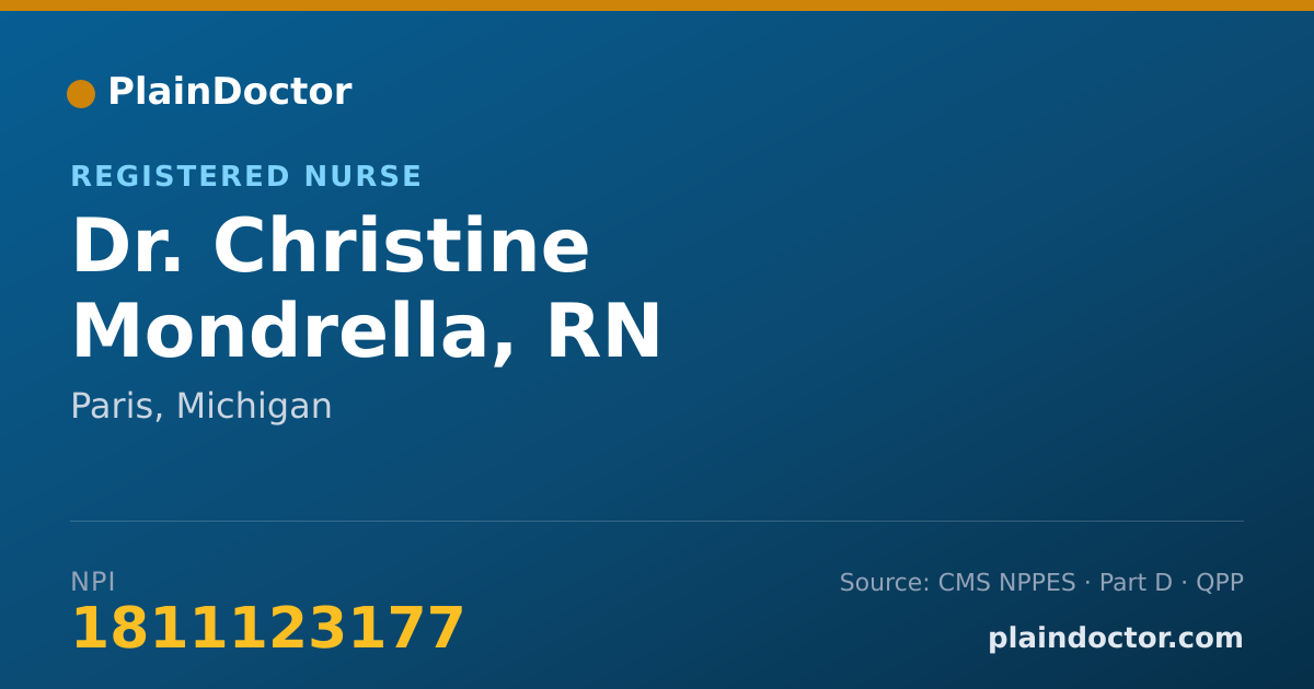 Shareable card for Christine Mondrella, RN - Registered Nurse, Paris, MI