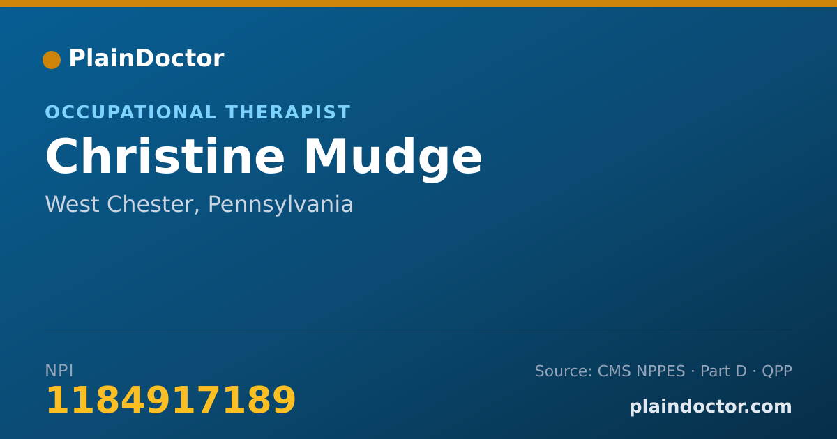 Shareable card for Christine Mudge - Occupational Therapist, West Chester, PA
