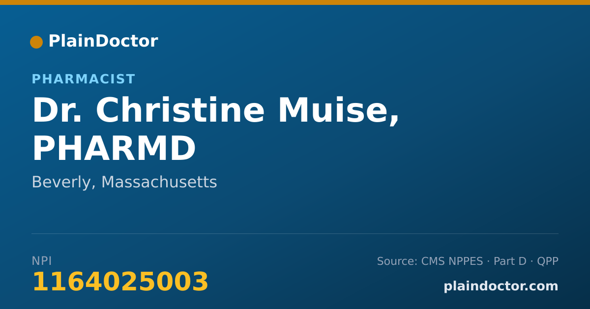 Shareable card for Christine Muise, PHARMD - Pharmacist, Beverly, MA