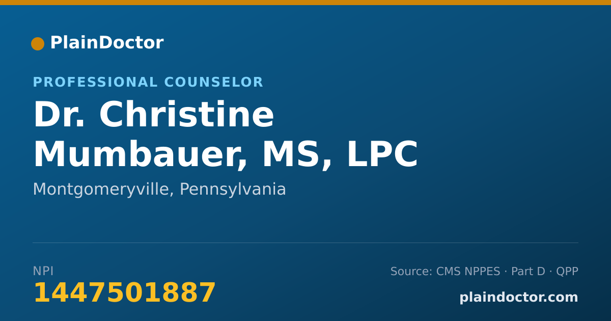 Shareable card for Christine Mumbauer, MS, LPC - Professional Counselor, Montgomeryville, PA