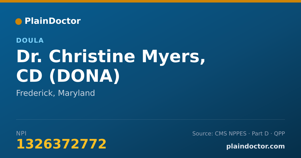 Shareable card for Christine Myers, CD (DONA) - Doula, Frederick, MD